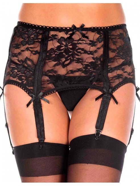 Grossiste dropshipping Porte-jarretelles noir sexy large dentelle florale