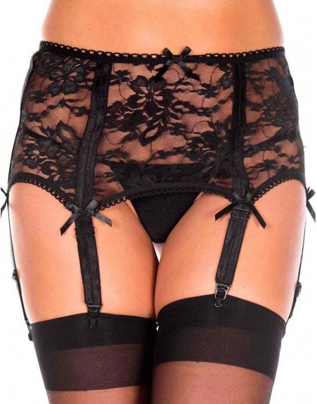 Grossiste dropshipping Porte-jarretelles noir sexy large dentelle florale