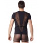 T-Shirt noir doux avec bandes résille col rond et zip - LM805-81BLK T-Shirt noir doux avec bandes résille col rond et zip - LM805-81BLK