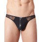 String noir sexy maille transparente et bande style cuir - LM807-57BLK String noir sexy maille transparente et bande style cuir - LM807-57BLK