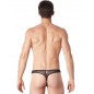String noir sexy maille transparente et bande style cuir - LM807-57BLK String noir sexy maille transparente et bande style cuir - LM807-57BLK