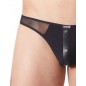 String noir sexy maille transparente et bande style cuir - LM807-57BLK String noir sexy maille transparente et bande style cuir - LM807-57BLK