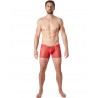 Grossiste lingerie homme Look Me Boxer rouge sexy maille transparente et bande style cuir
