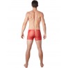 Grossiste lingerie homme Look Me Boxer rouge sexy maille transparente et bande style cuir