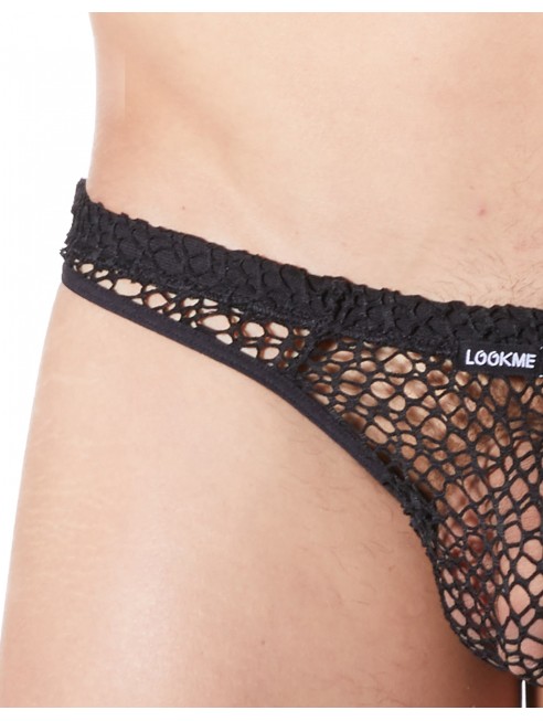 Fournisseur Look Me dropshipping lingerie homme String noir sexy filet irrégulier fétichiste