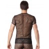 Fournisseur Look Me lingerie masculine T-shirt noir sexy filet irrégulier fétichiste