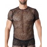 Fournisseur Look Me lingerie masculine T-shirt noir sexy filet irrégulier fétichiste