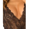 Grossiste lingerie dropshipping Body string noir échancré en dentelle