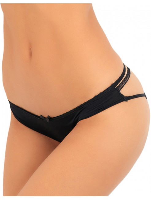 Fournisseur lingerie René Rofé Culotte noire douce ornements quadrillés sur les fesses