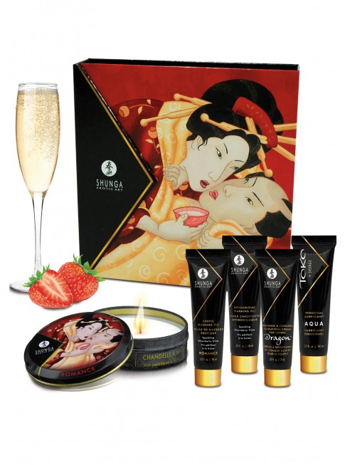 Grossiste dropshipping Shunga Coffret de Geisha vin pétillant à la fraise