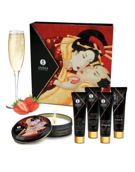 Grossiste dropshipping Shunga Coffret de Geisha vin pétillant à la fraise