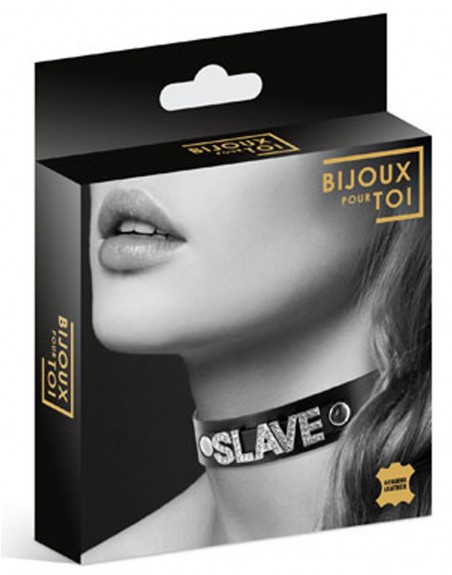 Grossiste dropshipping Bijoux Pour Toi Collier en cuir noir SM avec Slave en strass