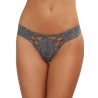 Grossiste dropshipping lingerie Tanga gris dentelle sexy ajouré sur l'avant