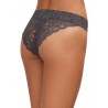 Grossiste dropshipping lingerie Tanga gris dentelle sexy ajouré sur l'avant