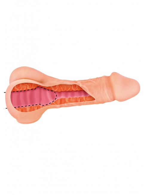 Grossiste sextoy Gode réaliste masturbateur vagin et prolongateur de pénis 3 en 1