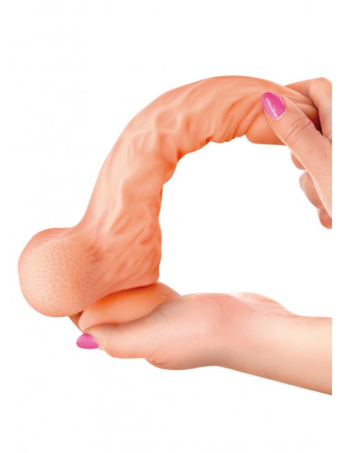 Grossiste dropshipping Gode réaliste ventouse va-et-vient prépuce testicules billes mouvantes 18.5cm