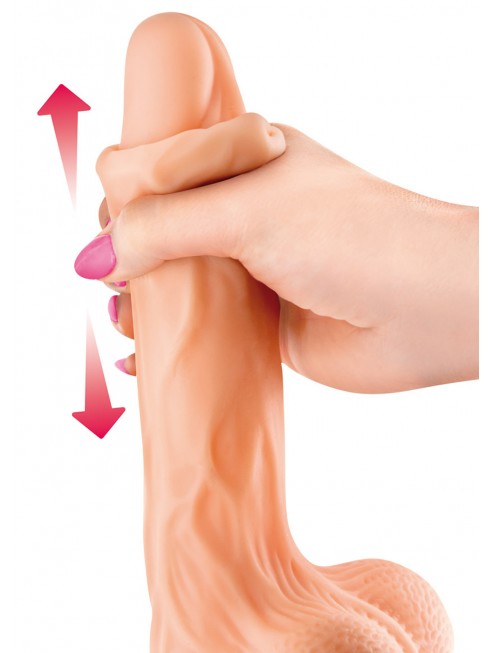 Fournisseur dropshipping Gode réaliste ventouse va-et-vient prépuce testicules billes mouvantes 20.2cm