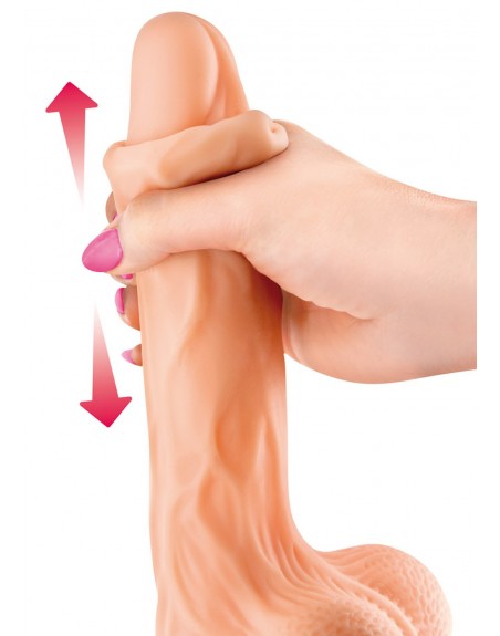 Fournisseur dropshipping Gode réaliste ventouse va-et-vient prépuce testicules billes mouvantes 20.2cm