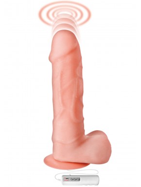 Vibromasseur gode réaliste ventouse et testicules 21 cm va-et-vient avec télécommande - CC514108