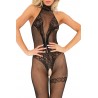 Fournisseur dropshipping Bodystocking noir résille effet body string et jarretelles