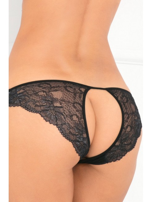 Grossiste dropshipping Tanga noir dentelle ouverture sur les fesses