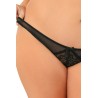 Grossiste lingerie sexy Tanga ouvert noir grande taille avec pièces dentelle sur les fesses