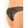 Grossiste lingerie sexy Tanga ouvert noir grande taille avec pièces dentelle sur les fesses