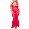 Fournisseur lingerie dropshipping Nuisette grande taille longue rouge décolletée dentelle florale