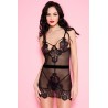 Vente en gros lingerie Nuisette noire tulle dentelle poitrine dénudée ornements