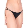 Grossiste lingerie String noir double élastiques anneaux et noeuds