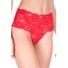 Fournisseur lingerie coquine Tanga string rouge taille haute large bande de dentelle florale