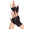 Fournisseur Gants noirs doigts ouverts dentelle florale