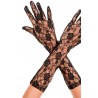 Fournisseur Gants longs mi-bras noirs dentelle florale