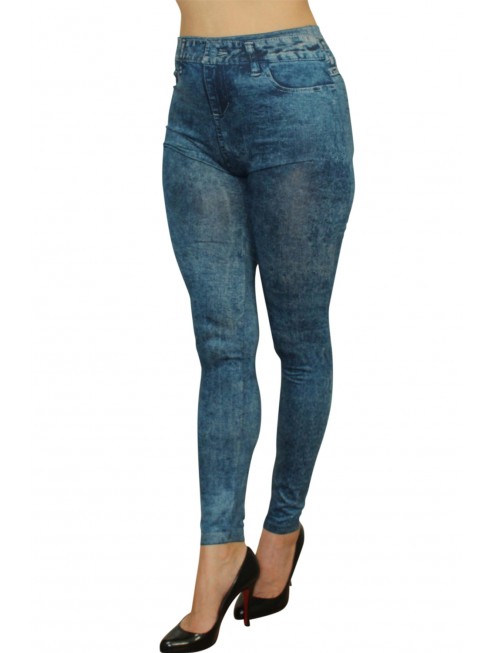 grossiste mode Legging bleu effet jean délavé