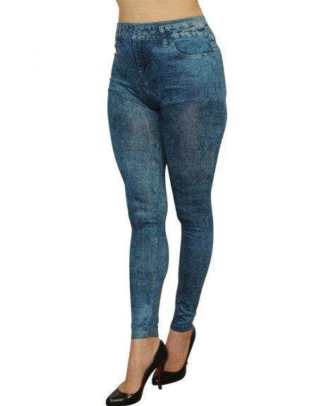 grossiste mode Legging bleu effet jean délavé