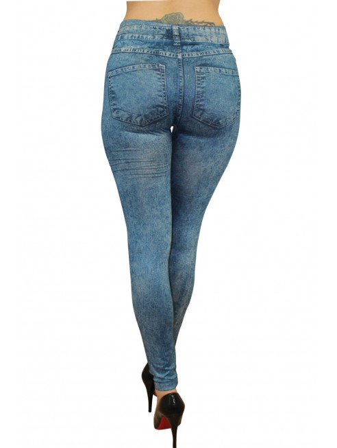 grossiste mode Legging bleu effet jean délavé