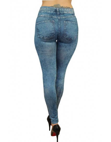 grossiste mode Legging bleu effet jean délavé