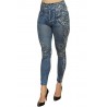 Grossiste dropshipping Legging bleu effet jean délavé imprimé léopard