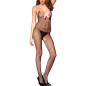 Bodystocking noir résille avec noeud satin rose et ouvert à l'entre-jambes - ML1622BKP