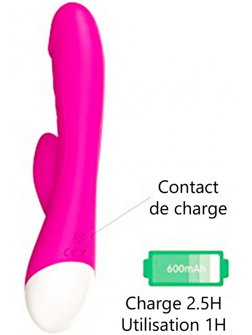 Grossiste sextoys dropshipping Vibromasseur rabbit rose chauffant 10 programmes USB