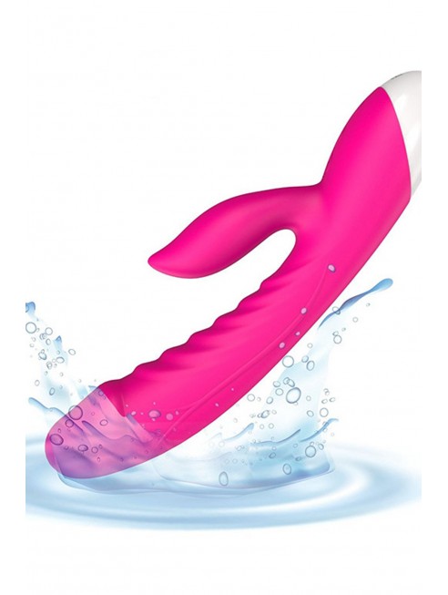 Grossiste sextoys dropshipping Vibromasseur rabbit rose chauffant 10 programmes USB