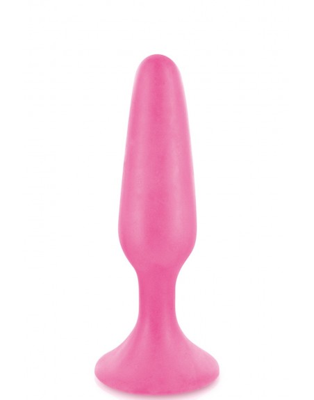 Grossiste sextoys Plug anal ventouse rose court base large