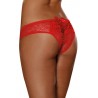 Grossiste dropshipping Tanga ouvert rouge dentelle avec noeud sur les fesses