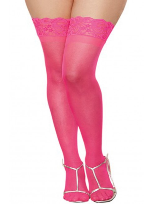 Fournisseur Dreamgirl Bas roses grande taille nylon autofixants jarretières dentelle