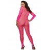 Distributeur dreamgirl Bodystocking rose fluo résille grande taille ouvert à l'entre-jambes