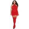 Fournisseur lingerie Bodystocking rouge grande taille effet guêpière avec dentelle