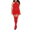 Fournisseur lingerie Bodystocking rouge grande taille effet guêpière avec dentelle