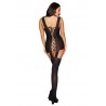 Fournisseur Bodystocking noir dentelle effet guêpières large décolleté et bas sexy