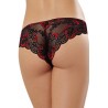 Grossiste lingerie Tanga uni rouge et dentelle noire