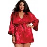 Fournisseur lingerie Nuisette grande taille rouge avec peignoir satinés